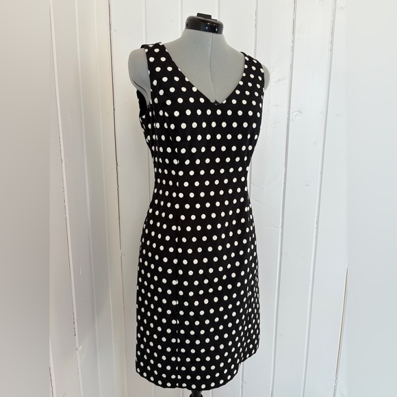 Lauren Ralph Lauren Black & White Polka Dot Sheath Dress – Size 6 - Picture 1 of 9
